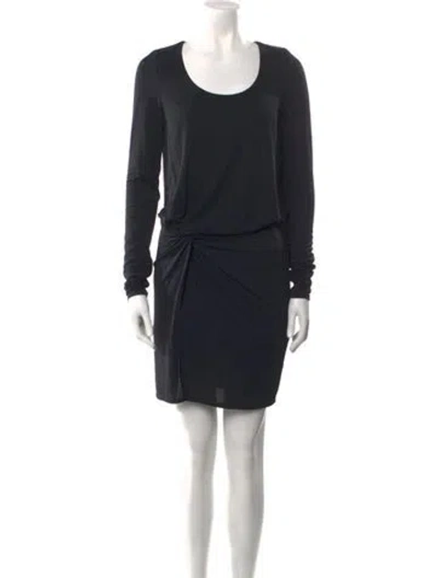 Pre-owned Halston Heritage Scoop Neck Mini Dress In Black
