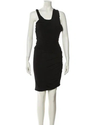 Pre-owned Halston Heritage Scoop Neck Mini Dress In Black