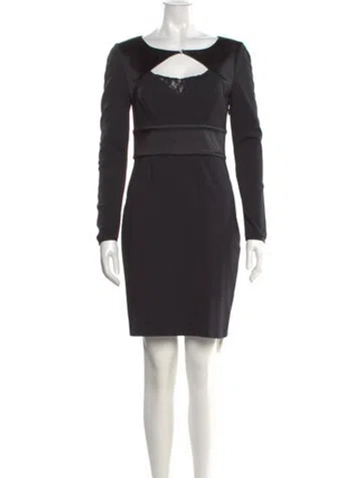Pre-owned Halston Heritage Scoop Neck Mini Dress In Black