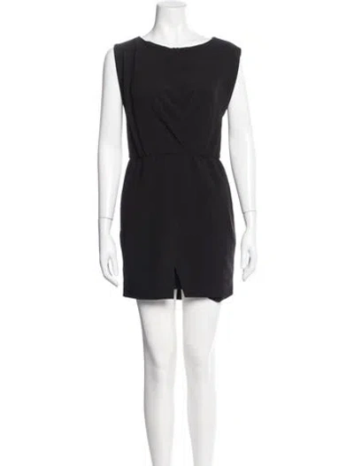 Pre-owned Halston Heritage Scoop Neck Mini Dress In Black