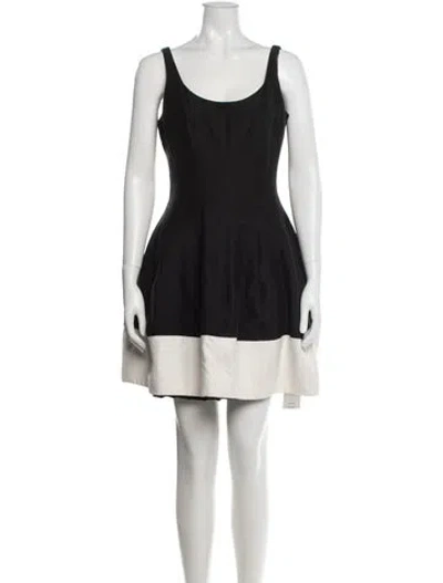 Pre-owned Halston Heritage Scoop Neck Mini Dress In Black