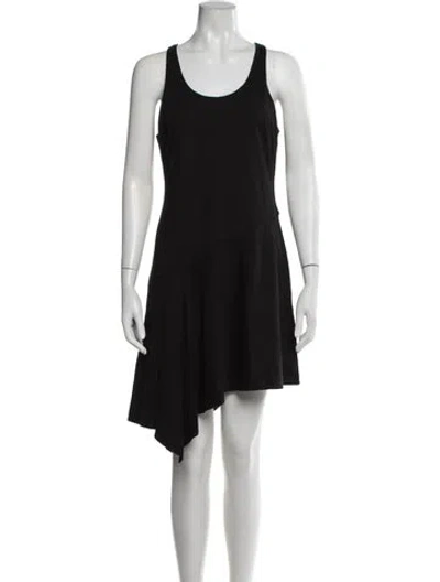 Pre-owned Halston Heritage Scoop Neck Mini Dress In Black