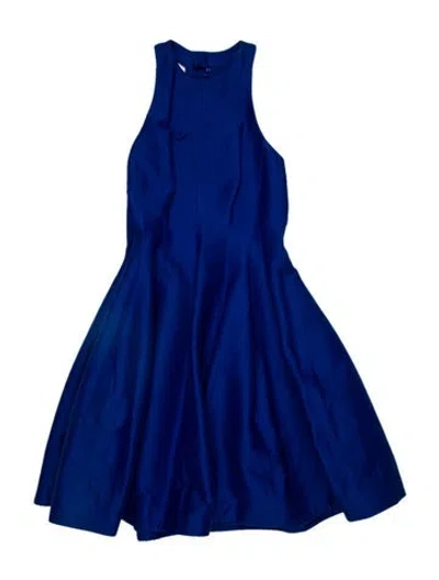 Pre-owned Halston Heritage Scoop Neck Mini Dress In Blue