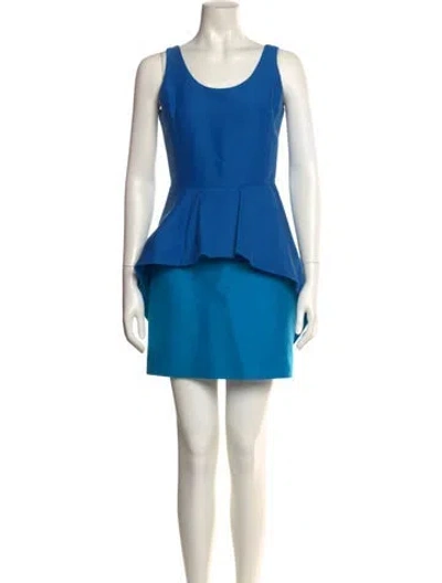 Pre-owned Halston Heritage Scoop Neck Mini Dress In Blue