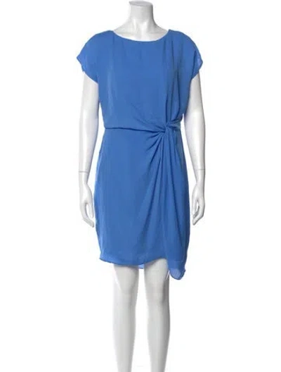 Pre-owned Halston Heritage Scoop Neck Mini Dress In Blue
