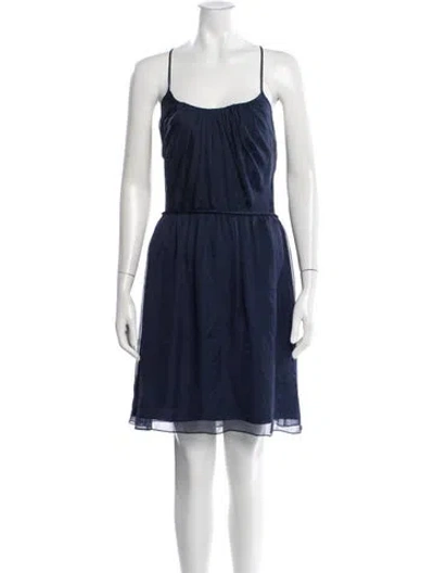Pre-owned Halston Heritage Scoop Neck Mini Dress In Blue