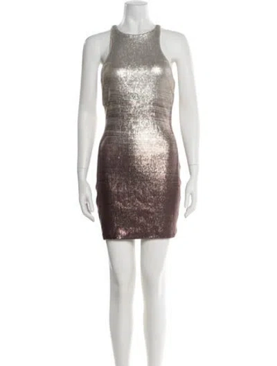 Pre-owned Halston Heritage Scoop Neck Mini Dress In Brown