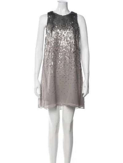 Pre-owned Halston Heritage Scoop Neck Mini Dress In Gold