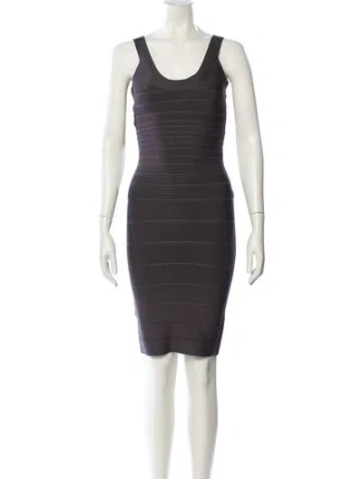 Pre-owned Halston Heritage Scoop Neck Mini Dress In Gray