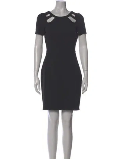 Pre-owned Halston Heritage Scoop Neck Mini Dress In Gray