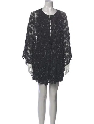 Pre-owned Halston Heritage Scoop Neck Mini Dress In Gray