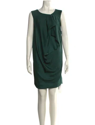 Pre-owned Halston Heritage Scoop Neck Mini Dress In Green