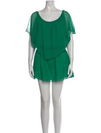 Pre-owned Halston Heritage Scoop Neck Mini Dress In Green