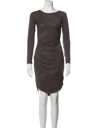 Pre-owned Halston Heritage Scoop Neck Mini Dress In Grey