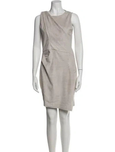Pre-owned Halston Heritage Scoop Neck Mini Dress In Neutral