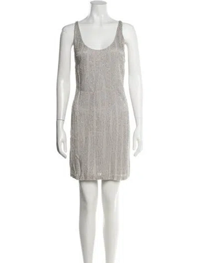 Pre-owned Halston Heritage Scoop Neck Mini Dress W/ Tags In Gray