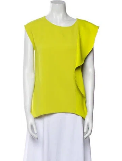 Pre-owned Halston Heritage Scoop Neck Short Sleeve Top In Green