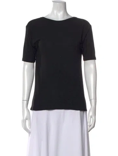Pre-owned Halston Heritage Scoop Neck Short Sleeve T-shirt In Black