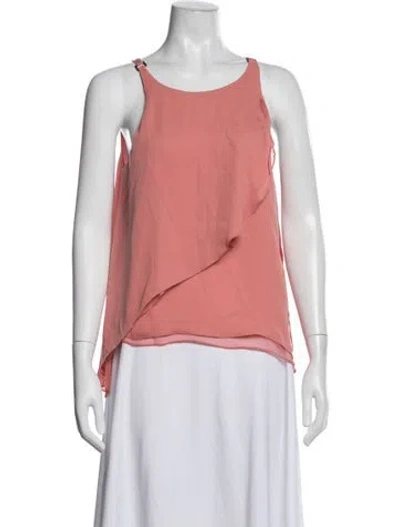 Pre-owned Halston Heritage Scoop Neck Sleeveless Top In Pink