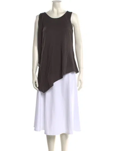 Pre-owned Halston Heritage Scoop Neck Sleeveless Tunic In Gray
