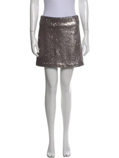 Pre-owned Halston Heritage Sequin Embellishments Mini Skirt In Silver