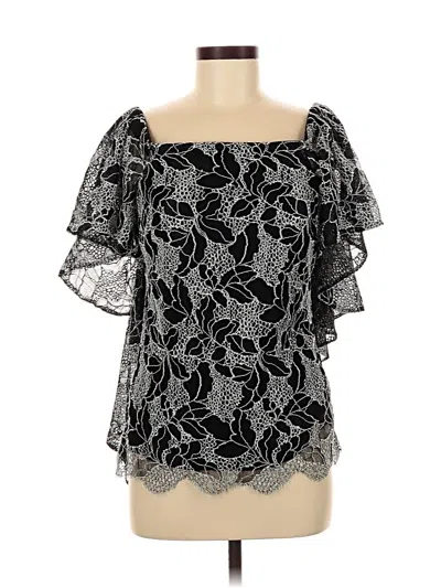 Pre-owned Halston Heritage Short Sleeve Blouse In Silver
