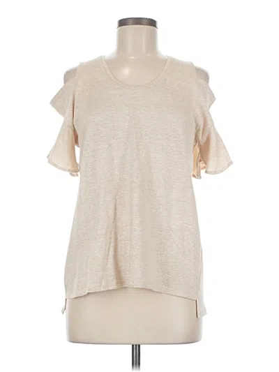 Pre-owned Halston Heritage Short Sleeve T-shirt In Ivory