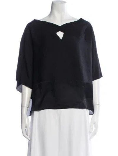Pre-owned Halston Heritage Silk Asymmetrical Top In Black