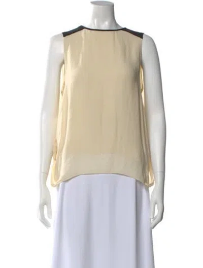 Pre-owned Halston Heritage Silk Crew Neck Blouse In Neutral