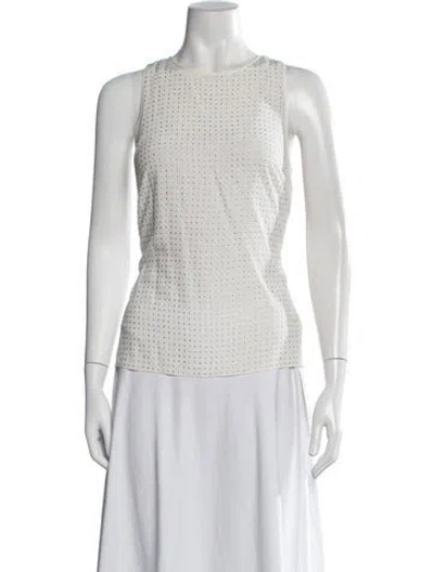 Pre-owned Halston Heritage Silk Crew Neck Top In Neutrals