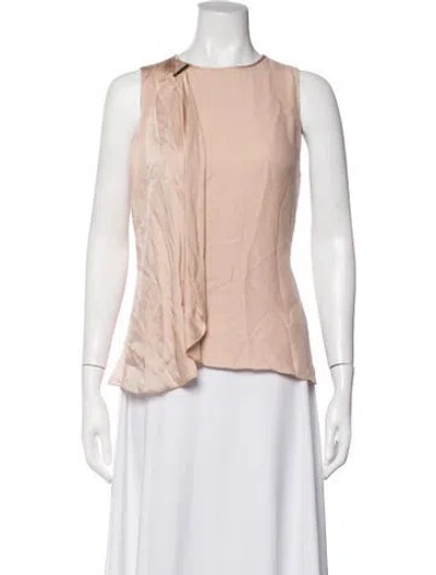 Pre-owned Halston Heritage Silk Crew Neck Top In Pink