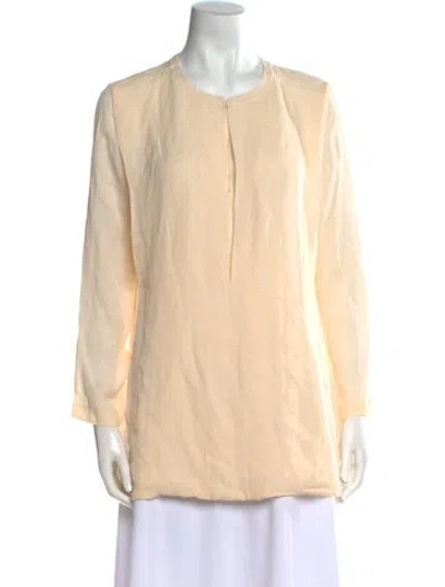 Pre-owned Halston Heritage Silk Crew Neck Tunic In Neutral