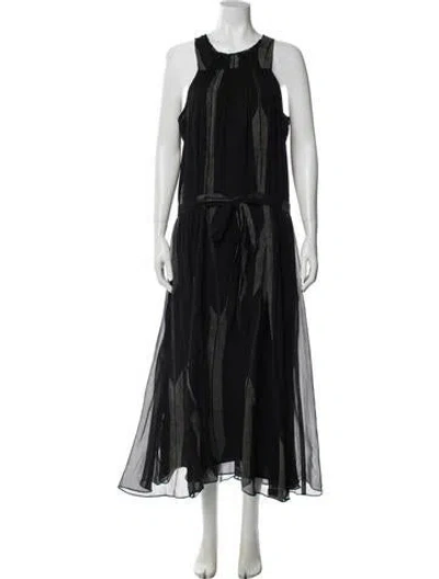Pre-owned Halston Heritage Silk Long Dress In Black