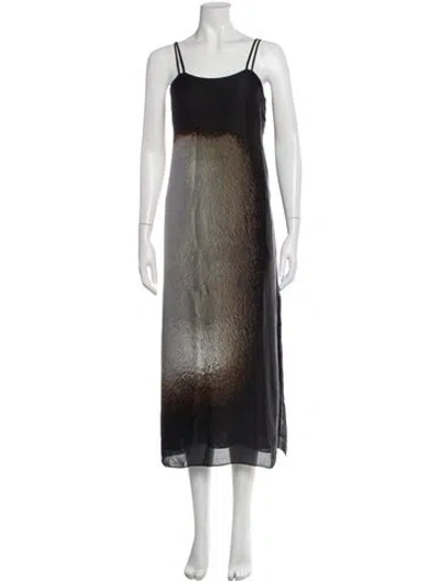 Pre-owned Halston Heritage Silk Long Dress In Black
