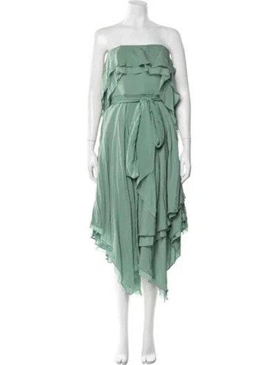 Pre-owned Halston Heritage Silk Long Dress In Green