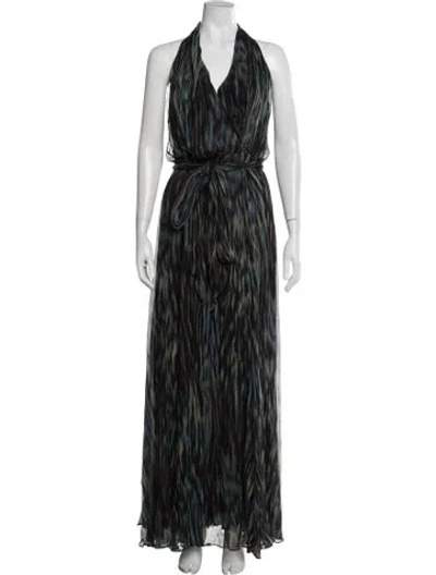 Pre-owned Halston Heritage Silk Long Dress W/ Tags In Green