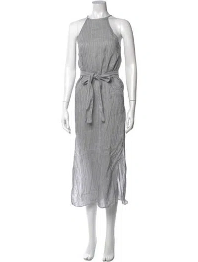Pre-owned Halston Heritage Silk Long Dress In White