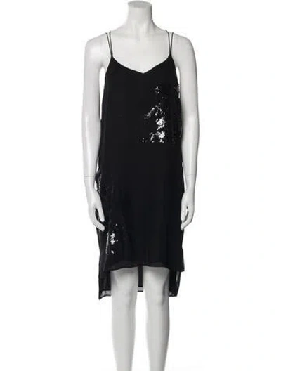 Pre-owned Halston Heritage Silk Midi Length Dress In Black