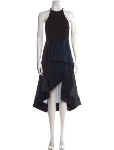 Pre-owned Halston Heritage Silk Midi Length Dress In Black