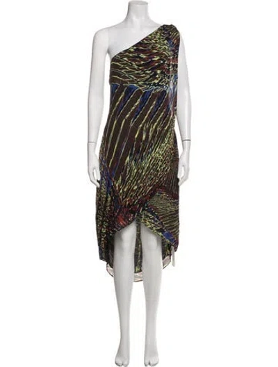 Pre-owned Halston Heritage Silk Midi Length Dress In Multicolor