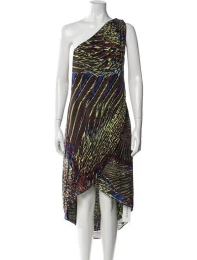 Pre-owned Halston Heritage Silk Midi Length Dress W/ Tags In Multi