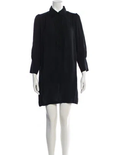 Pre-owned Halston Heritage Silk Mini Dress In Black