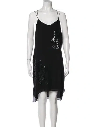 Pre-owned Halston Heritage Silk Mini Dress In Black