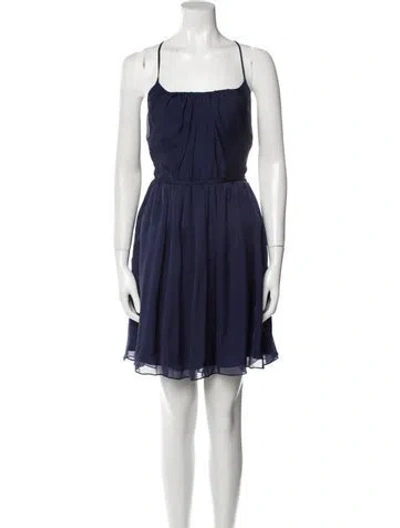 Pre-owned Halston Heritage Silk Mini Dress In Blue