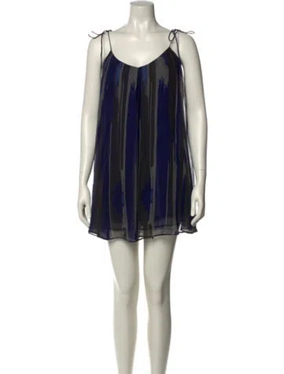 Pre-owned Halston Heritage Silk Mini Dress In Blue