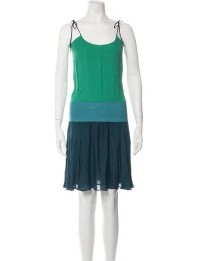 Pre-owned Halston Heritage Silk Mini Dress In Blue