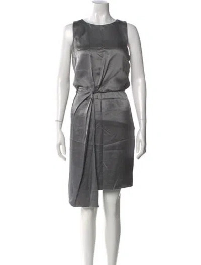 Pre-owned Halston Heritage Silk Mini Dress In Gray