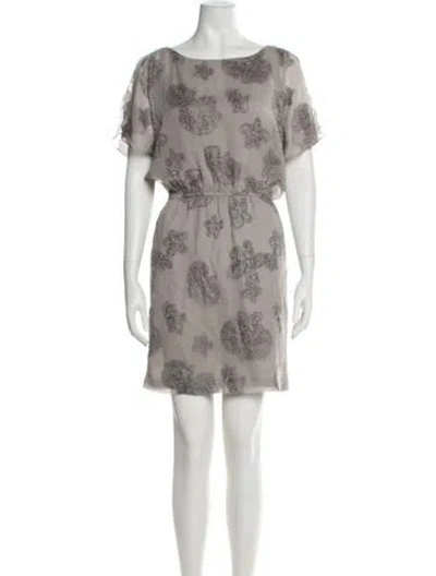 Pre-owned Halston Heritage Silk Mini Dress In Gray