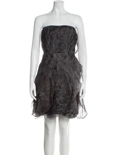 Pre-owned Halston Heritage Silk Mini Dress In Gray