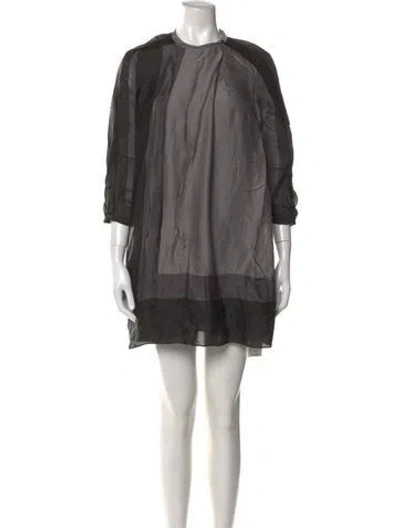 Pre-owned Halston Heritage Silk Mini Dress In Gray